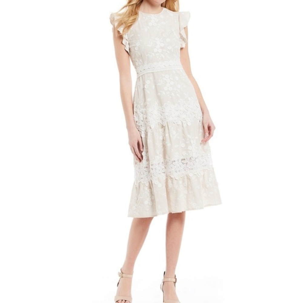 ANTONIO MELANI Cream Floral Midi Dress
